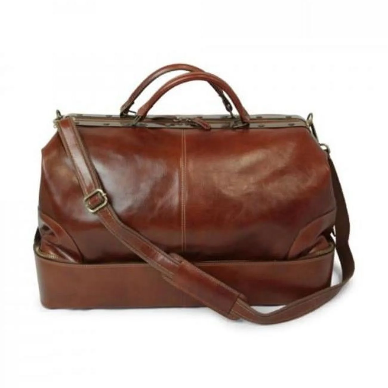Italian Artisan  Italian Artisan Handcrafted Travel Bag In Genuine Full Grain Leather Made In Italy