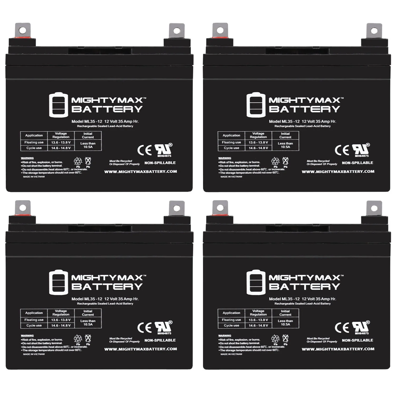 12V 35Ah U1 Pride Mobility Jazzy 1103 Mini Replacement Battery - 4 Pack