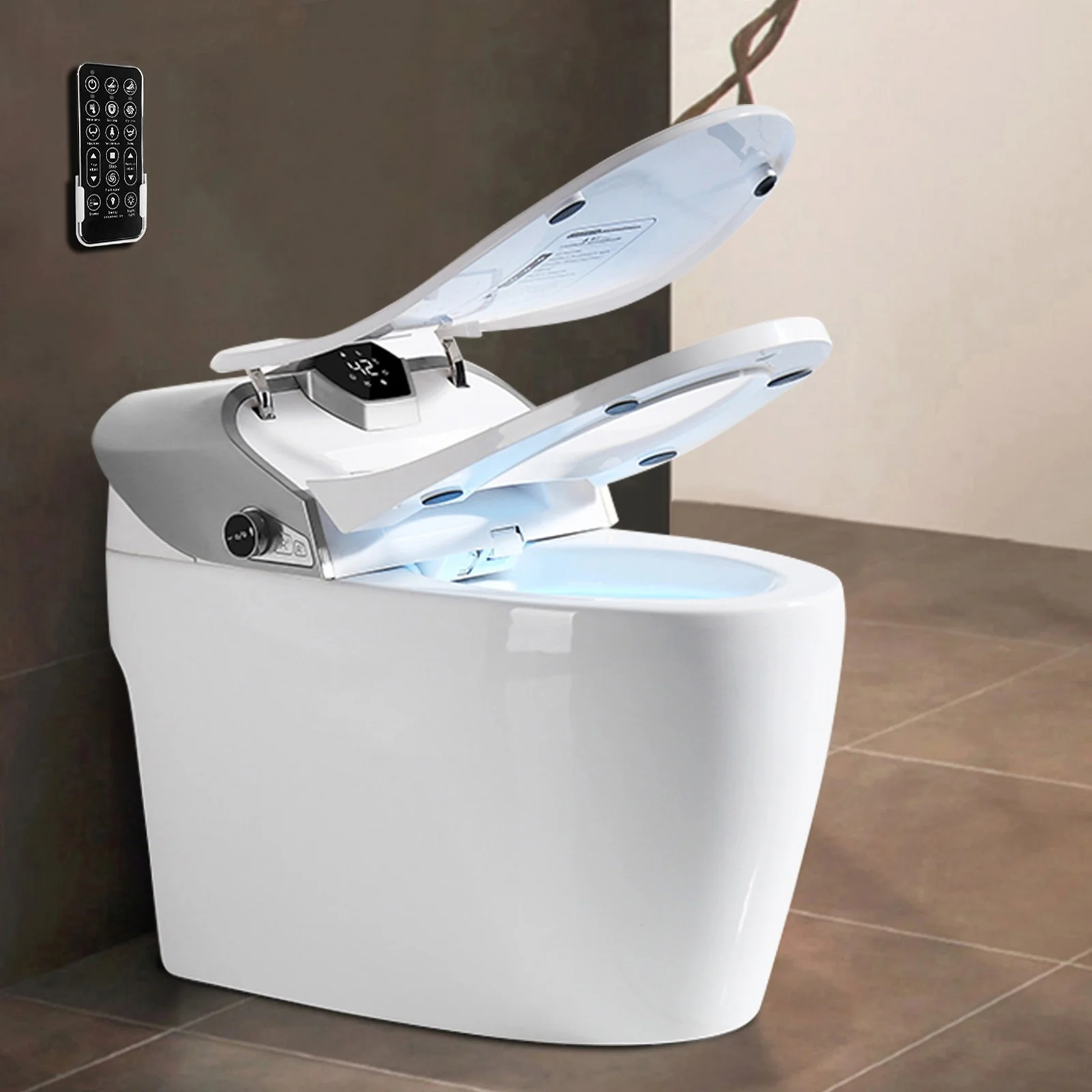 Intelligent Bidet One Piece Toilet with Auto Dual Flush, Heated Seat, Warm Water and Dry