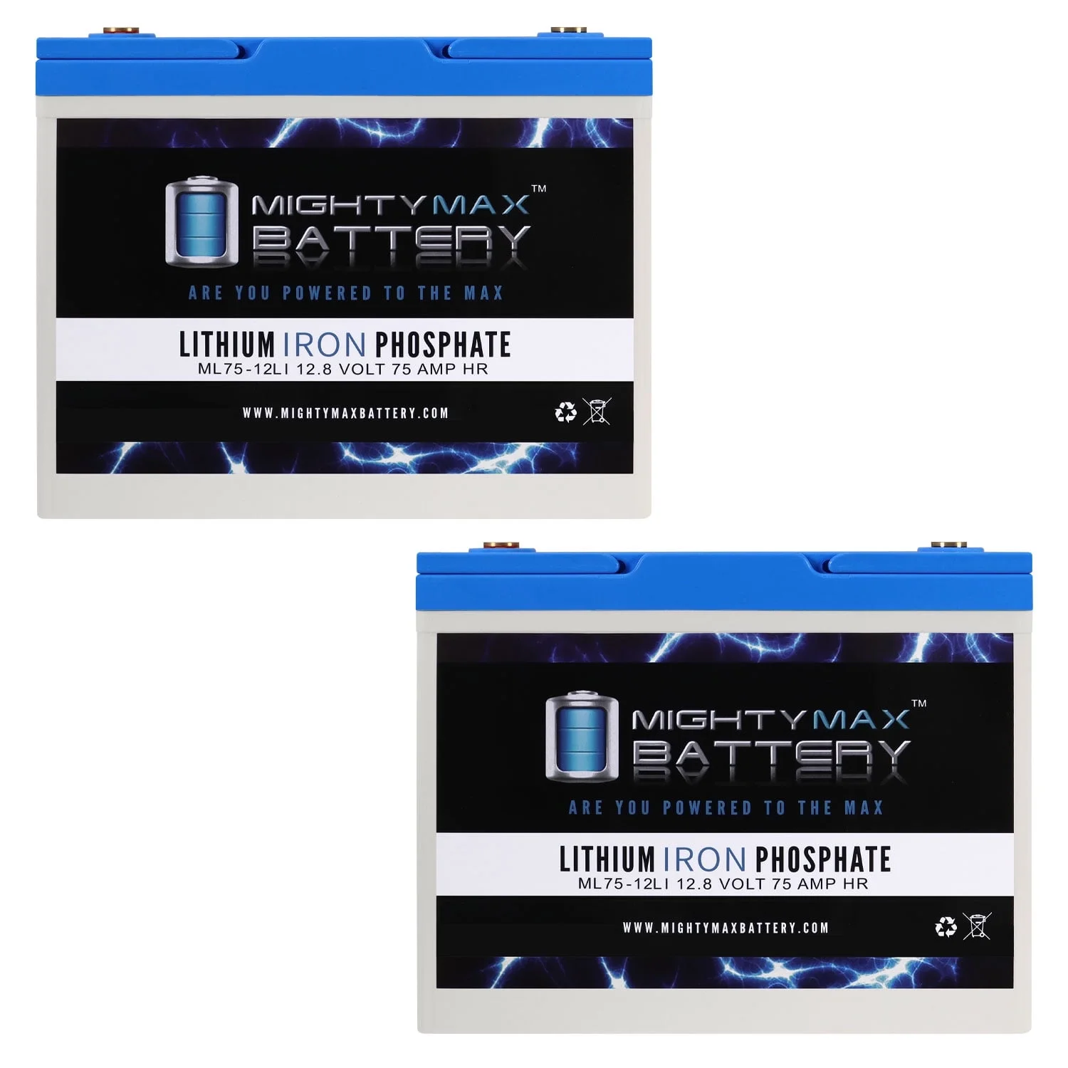 12V 75AH Lithium Replacement Battery compatible with AGM 12-270FR - 2 Pack