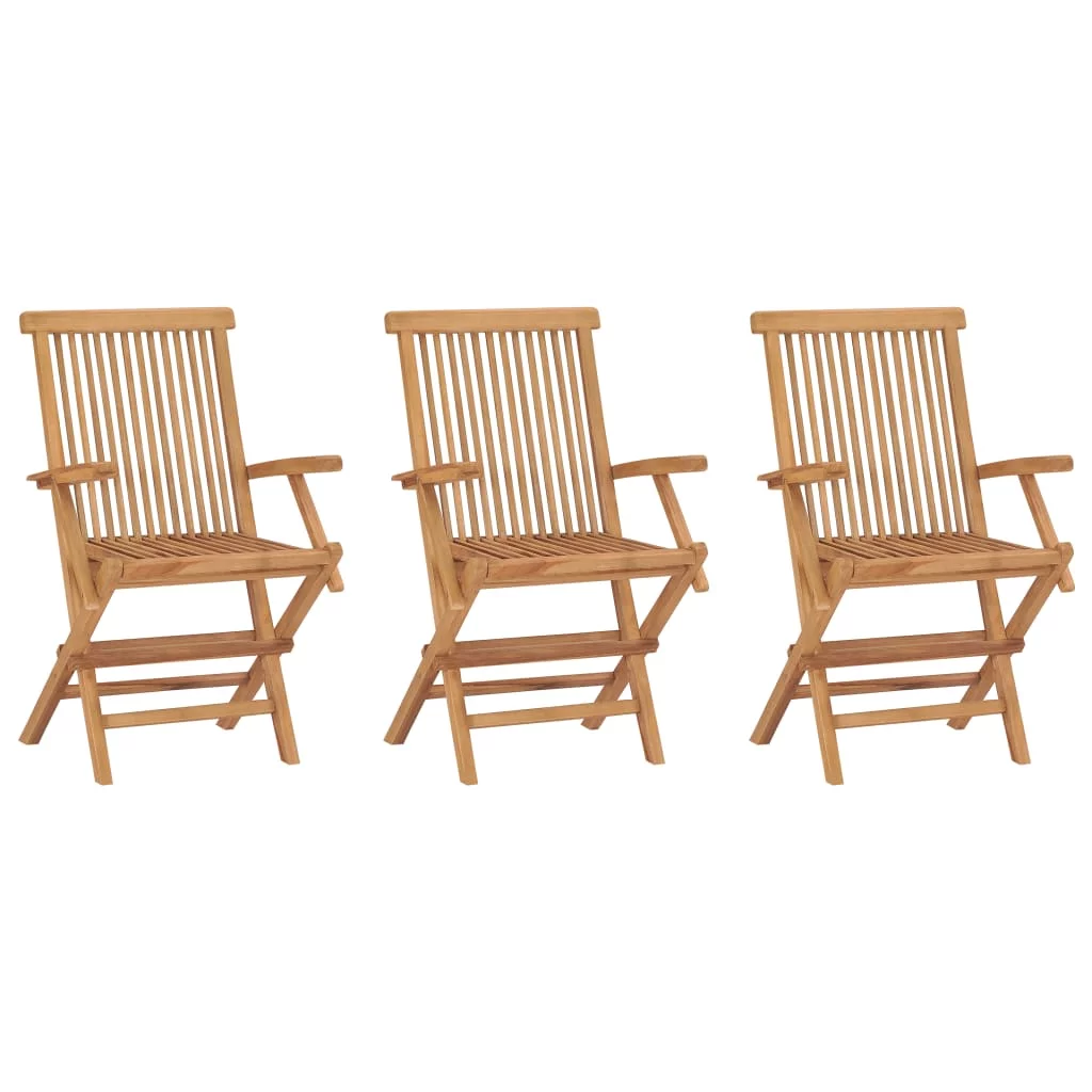 Outdoor Teak Wood Folding Patio Chairs Set of 3 - Durable, Space-Saving, Weather-Resistant - Perfect for Backyard Relaxation