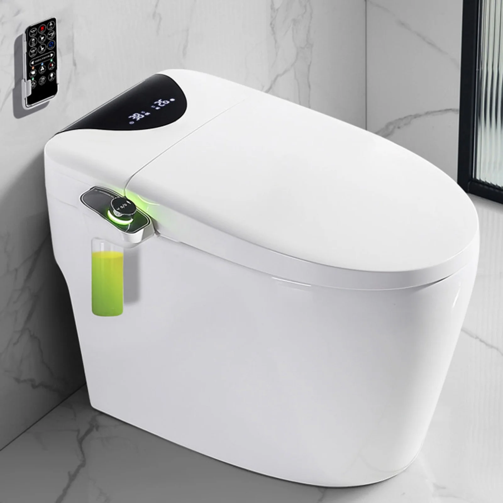 Intelligent Bidet One Piece Toilet with Auto Dual Flush, Heated Seat, Warm Water and Dry