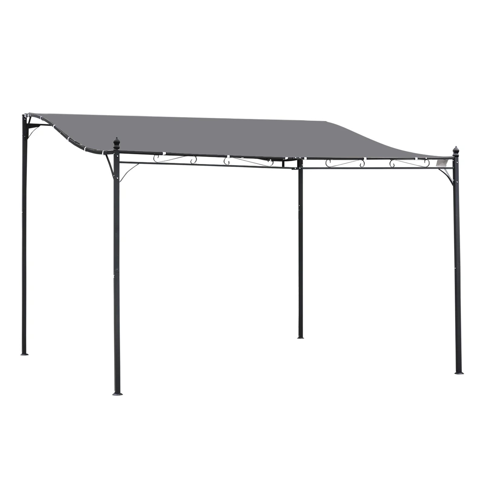 Outsunny 10' x 13' Steel Outdoor Pergola Gazebo, Patio Canopy with Weather-Resistant Fabric and Drainage Holes for Backyard Pool Deck Garden, Gray