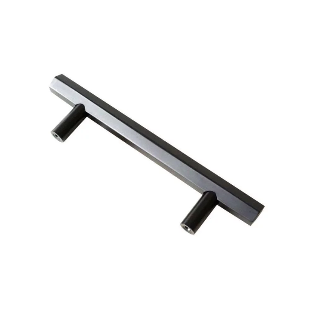 Iric Series 6-5/16 in. (160 mm) Solid Brushed Brass Hexagon Matte Black Kitchen Hardware Modern Door Pulls Cupboard Drawer Pull Handles (25-Pack)