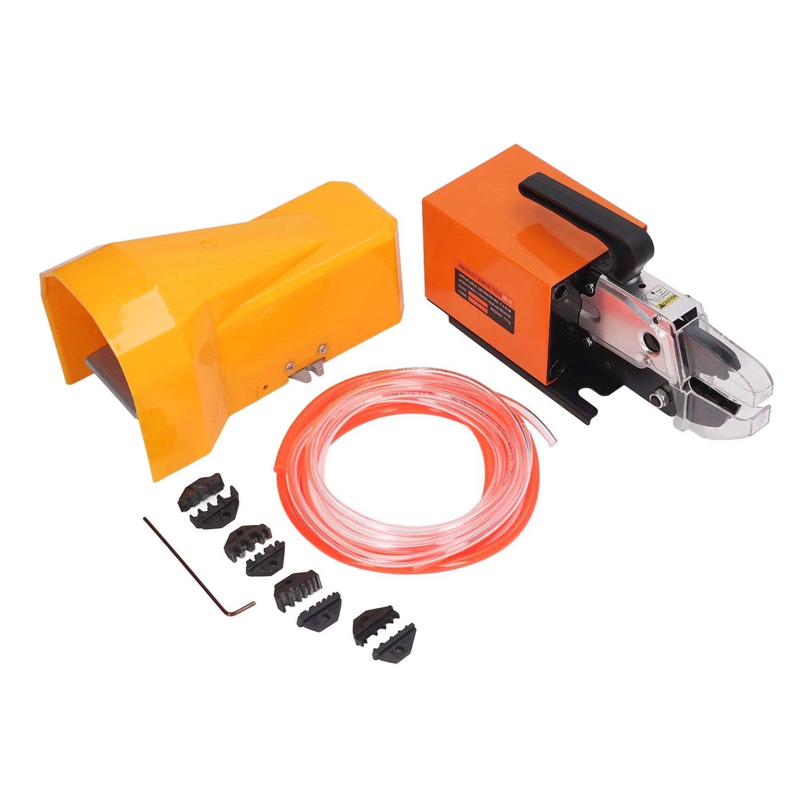 PAOMIAN Pneumatic Crimper with 4 Set Molds Air Powered Wire Crimper for Machine Equipment
