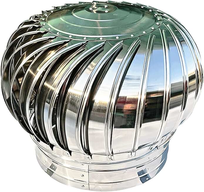Roof Ventilator, Wind Turbines Air Vents, Cap Vent Round, Dome Ventilator, Internally Braced Wind Turbine, Stainless Steel Vents, for Ventilation and Exhaust