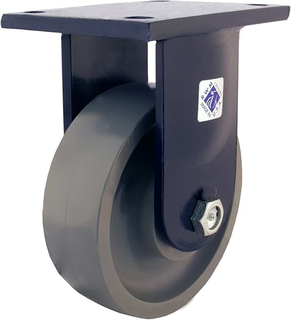 95 Series Plate Caster, Rigid, Kingpinless, Steel Wheel, Tapered Roller Bearing, 6000 lbs Capacity, 10
