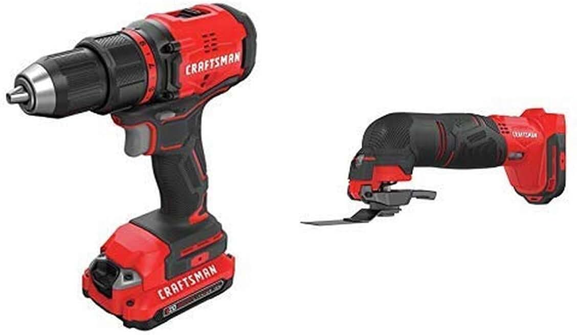 CRAFTSMAN V20 Cordless Drill/Driver Kit, Brushless with Oscillating Tool (CMCD710C2 & CMCE500B)