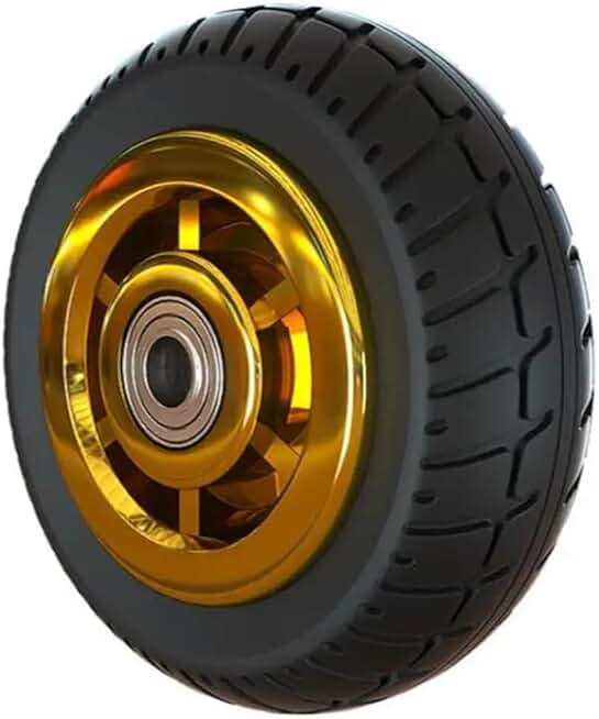 8 Inch Heavy-Duty Caster Rubber Width 50mm Silent Wheel Universal Trolley Industrial Trailer Single 1Pcs(Gold-Plated)