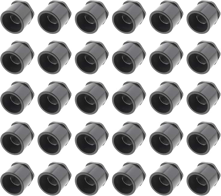 838 Series - Schedule 80 PVC Fittings (Black) - Reducing Bushing Flush Connector - 1-1/2 x 1