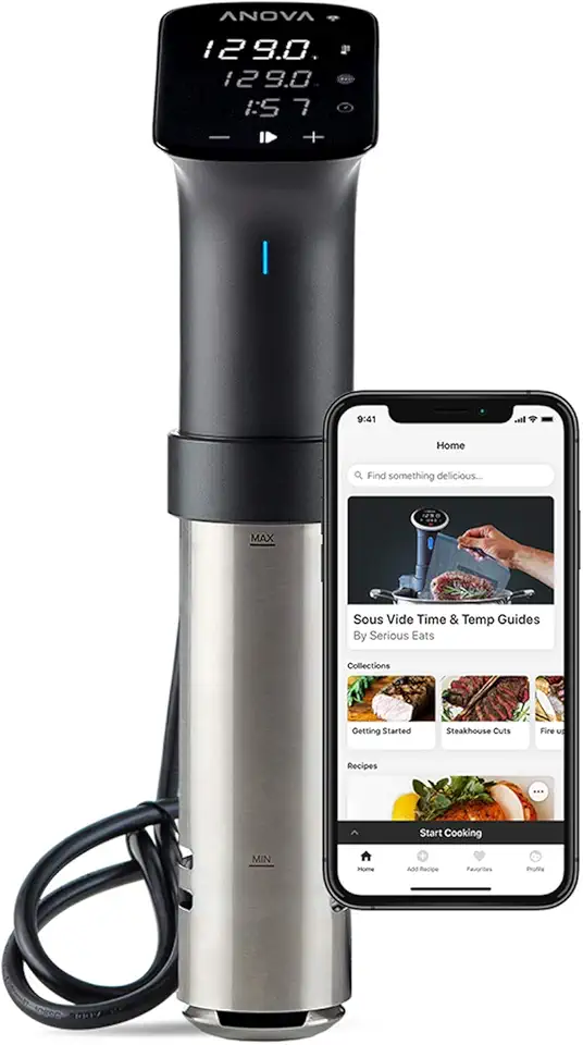 Sous Vide Precision Cooker Pro, 1200 Watts, Black and Silver