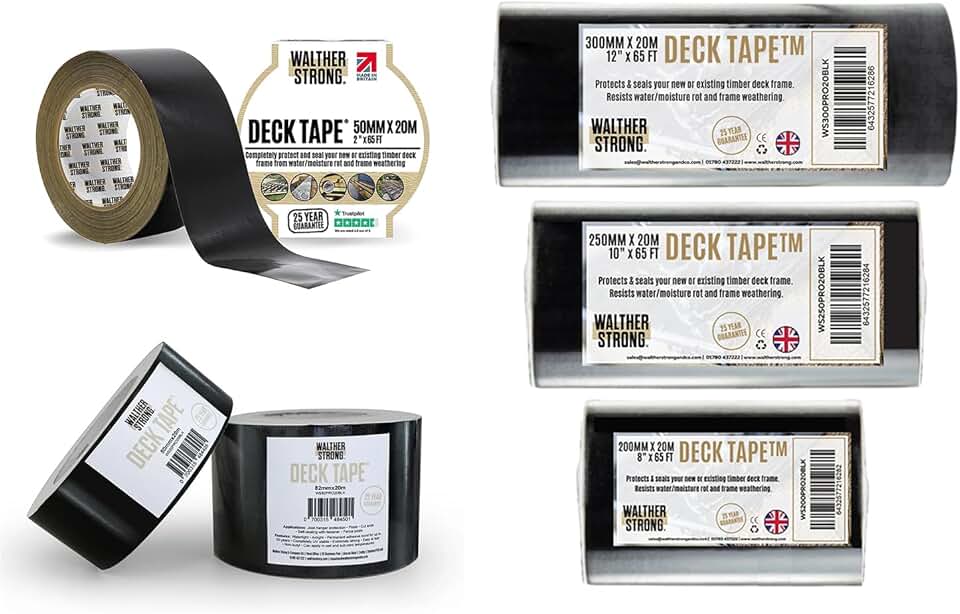 Non-Butyl Joist Tape - Innovating on Traditional Butyl Tape. Complete Protection Flashing Tape for Your Deck, Wood, Joist and Beams. Weather-Resistant & Waterproof. (Black 7.9” by 65’)