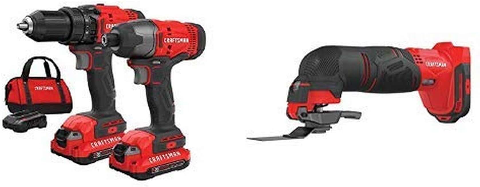 CRAFTSMAN Cordless Drill Combo Kit, 2 Tool & Oscillating Tool (CMCK200C2 & CMCE500B)