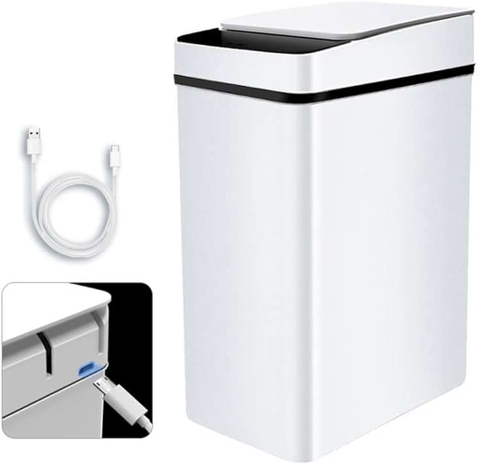 Can Automatic Sensor Garbage Bin Waterproof Dustbin for Kitchen Bathroom Trash Can Smart Home Wastebasket(E), 1