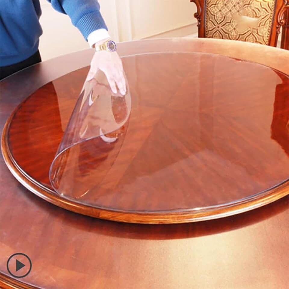 Round Clear Plastic Tablecloth Table Protector Furniture Circle Cover Waterproof Wipeable Heat Resistant for Dining Cover Glass Desk Mats Pad (2.5mm Thick,54 inch Diameter)