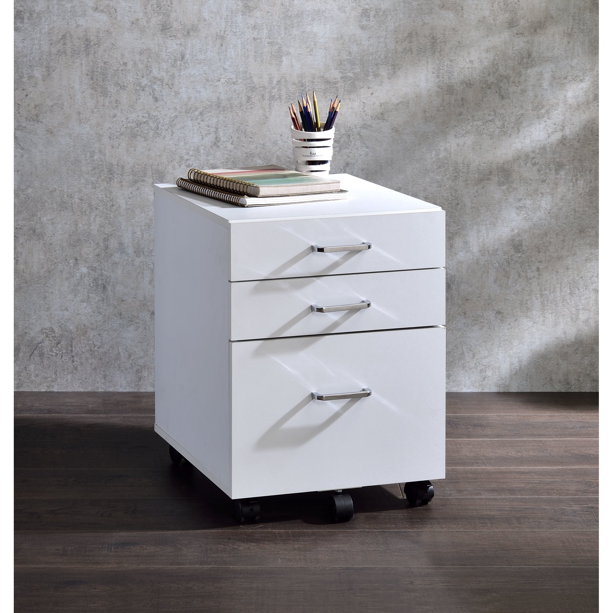 ikayaa Tennos Cabinet, White & Chrome Finish