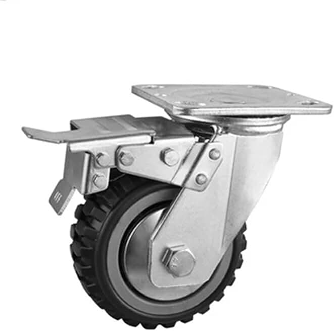 AOKLEY 4/5/6/8 Inch Heavy-Duty Wheel Slip and Winding Hand Pulled Trailer Gray Universal Foot Equipment Machinery 1Pcs(Color:Brake,Size:8 Inch)