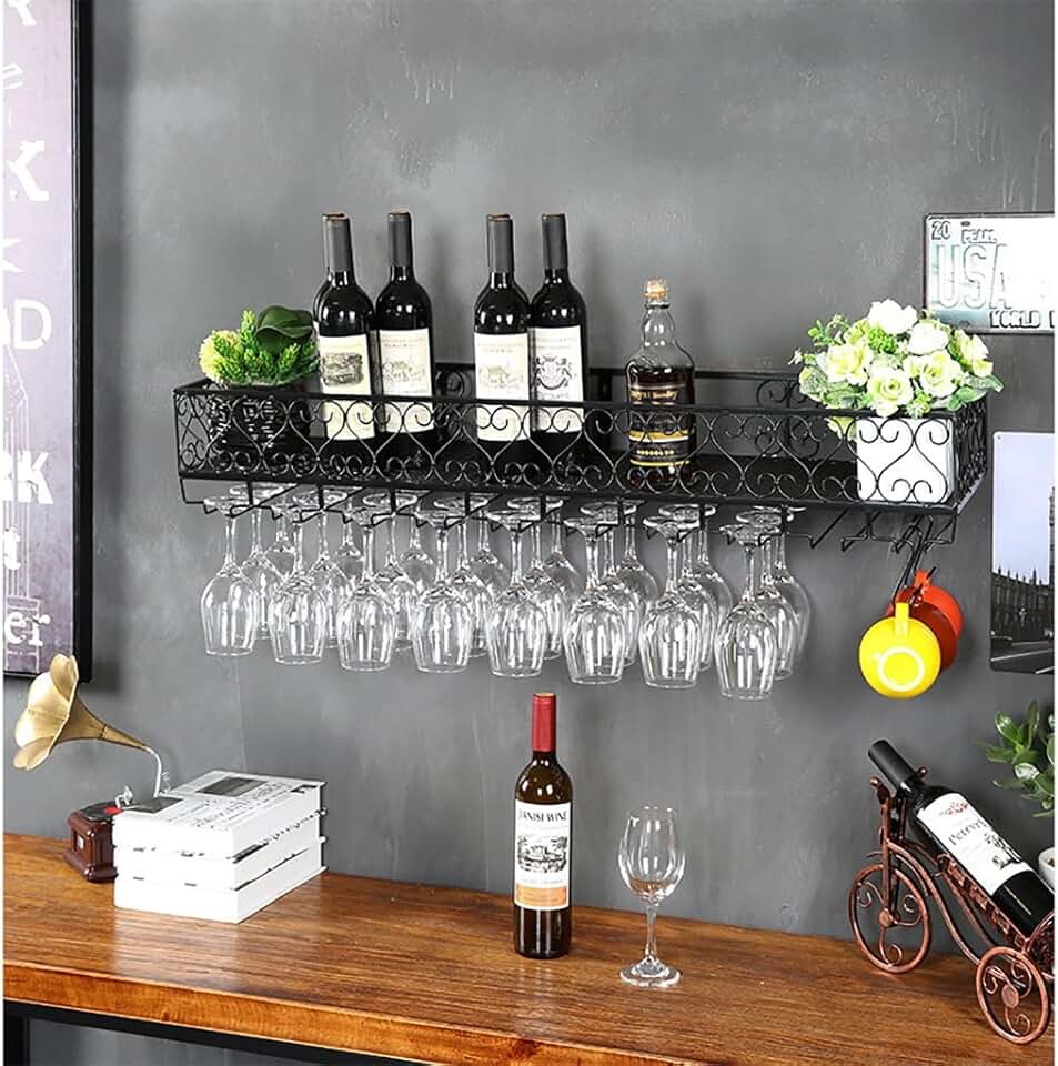 Wine Racks Metal Wine Rack, Glassware Rack, Hanging Wine Rack, Hanging Goblet Rack, Creative Wine Glass Rack (Size : L80*25CM)