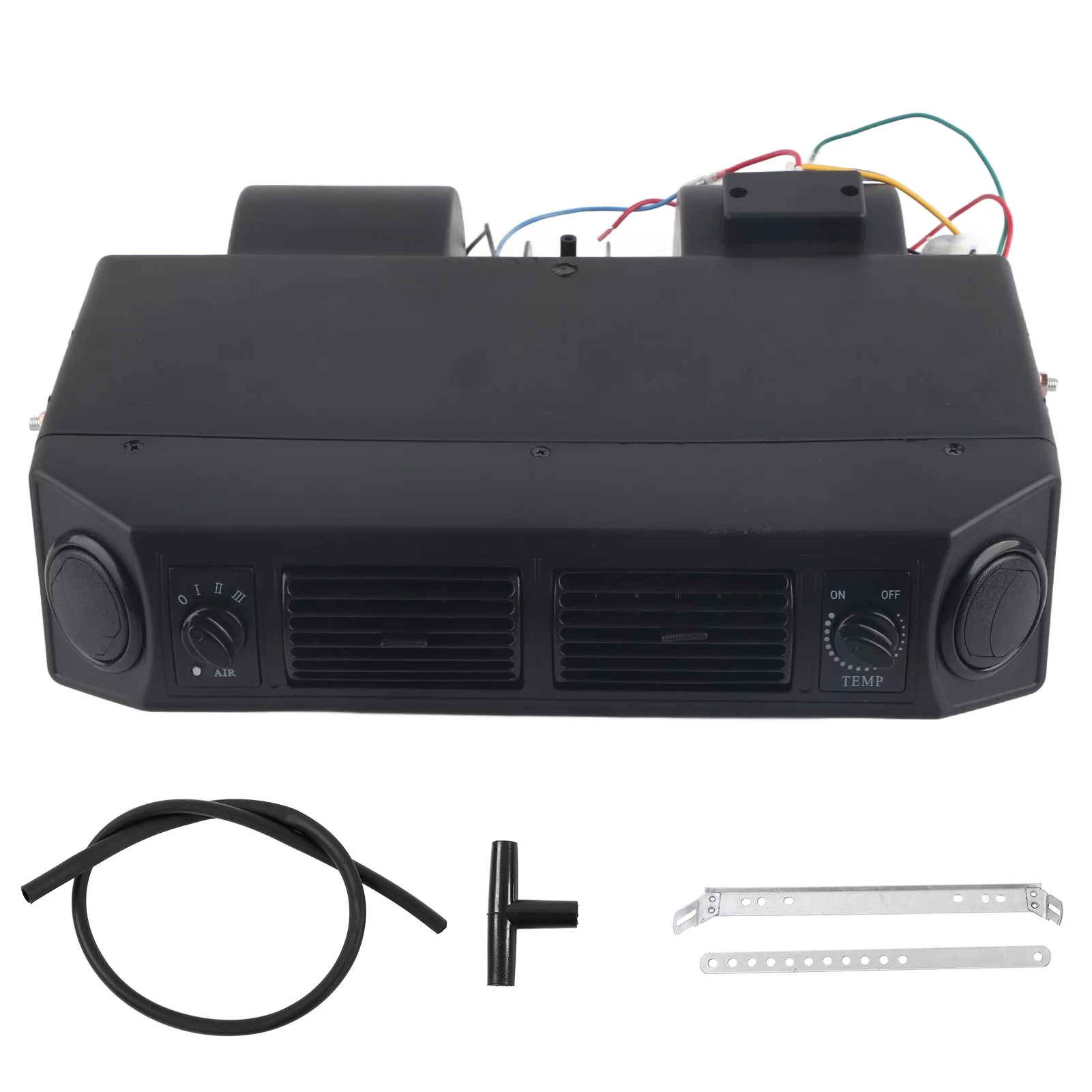 12V Underdash Air Conditioning Evaporator Cooling Kit 3 Speed Airflow with Hose Fittings Universal