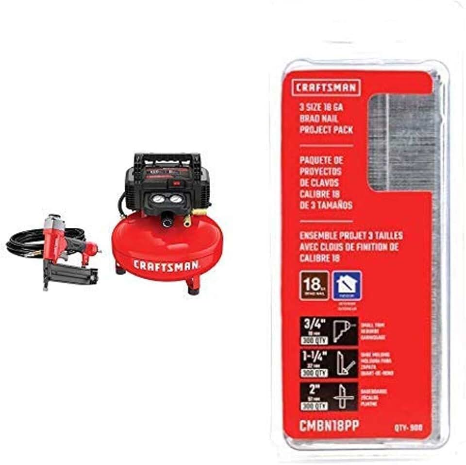 CRAFTSMAN Air Compressor Combo Kit with Brad Nails Project Pack (CMEC1KIT18 & CMBN18PP)