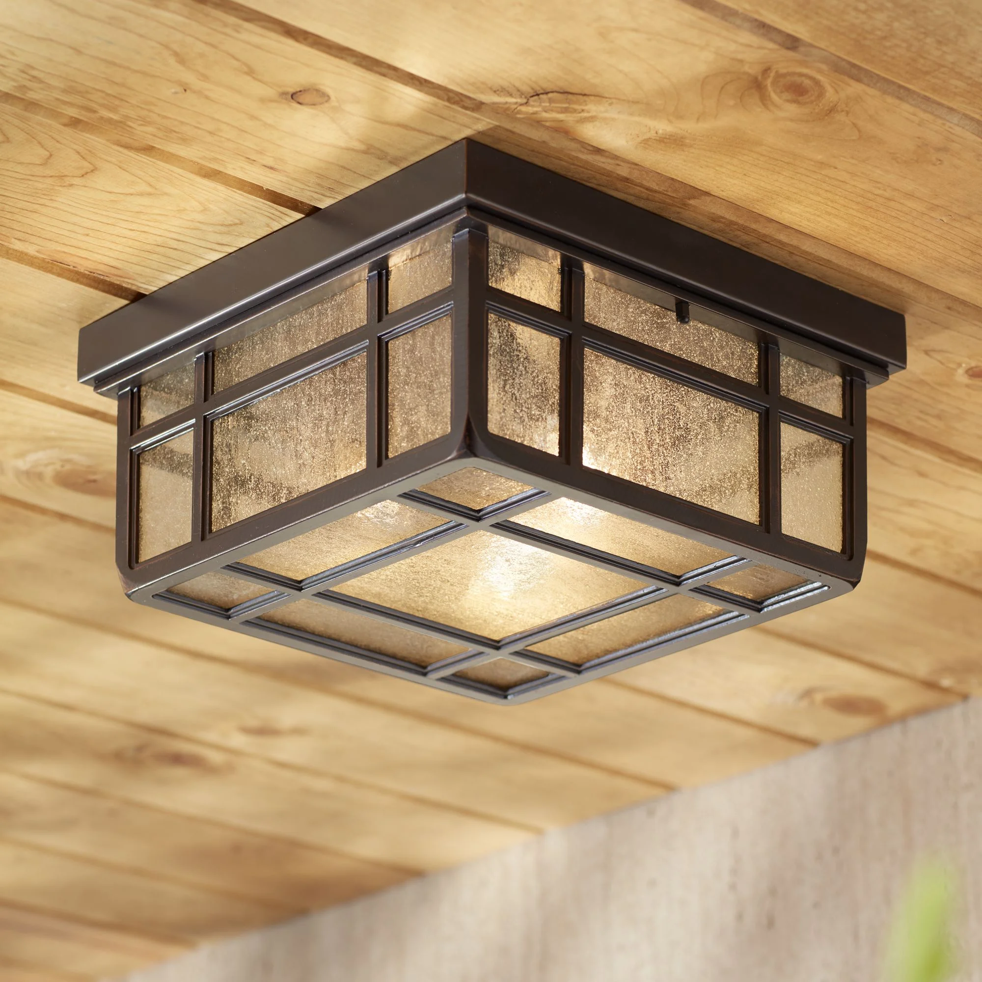 Kathy Ireland Sierra Craftsman Rustic Flush Mount Outdoor Ceiling Light Rubbed Bronze 5 1/2
