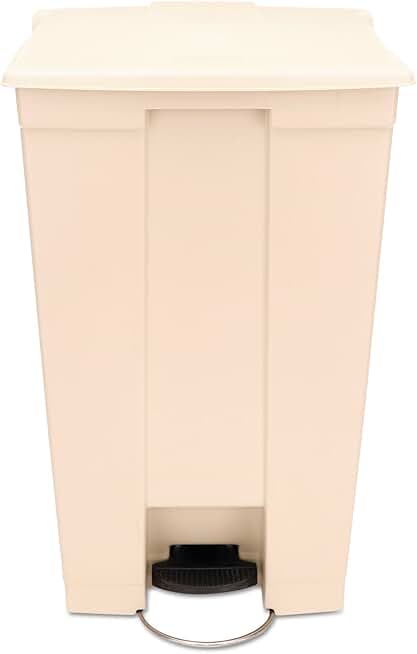 Indoor Utility Step-On Waste Container, Rectangular, Plastic, 23gal, Red