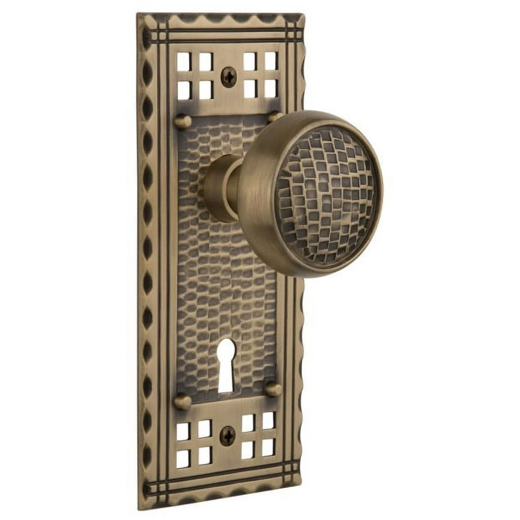 Nostalgic Warehouse Cracra_Prv_234_Kh Vintage Craftsman Solid Brass Privacy Door Knob Set