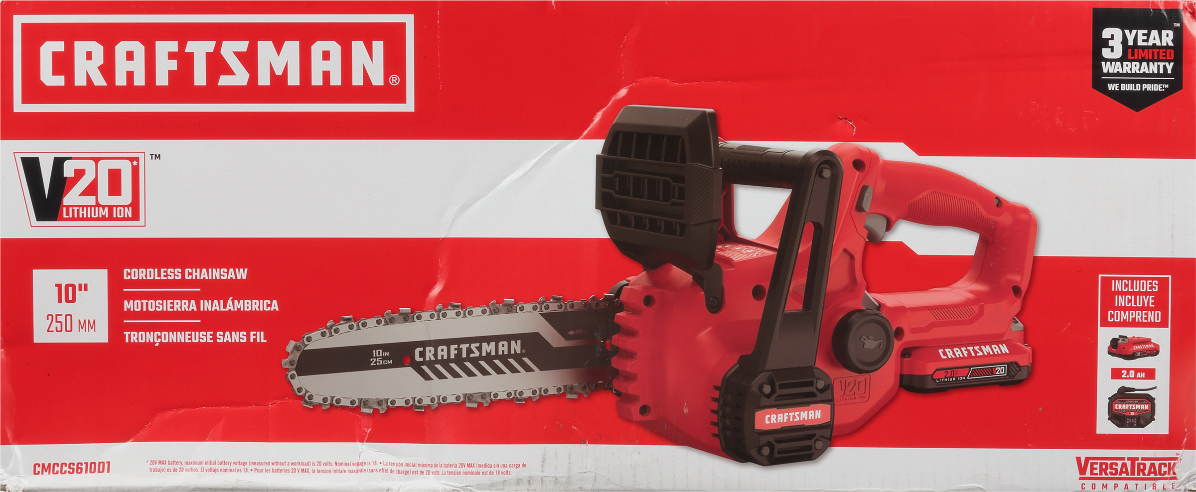 Craftsman 10 in. 20 volt Battery Chainsaw Kit (Battery & Charger) - Case Of: 1;