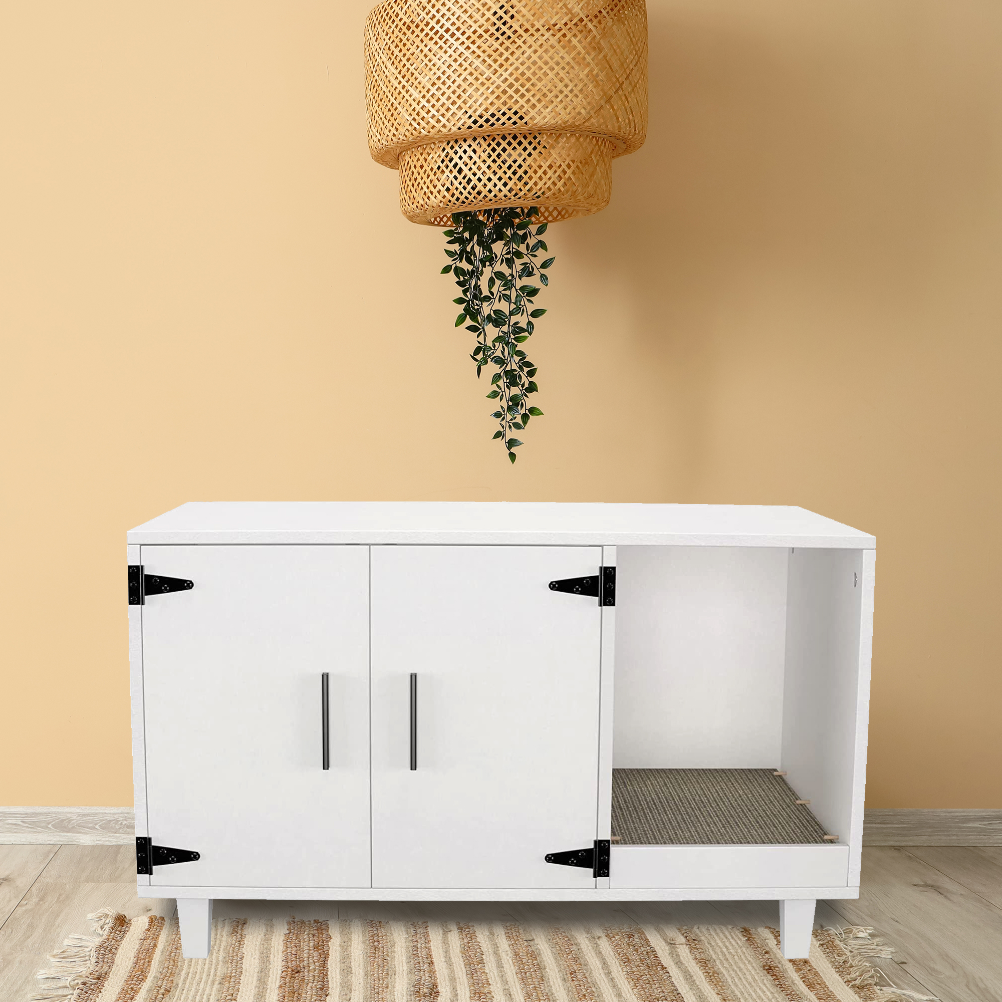 Cat Litter Box Enclosure Cat Washroom Hidden Litter Box Modern Wooden Cat Litter Cabinet