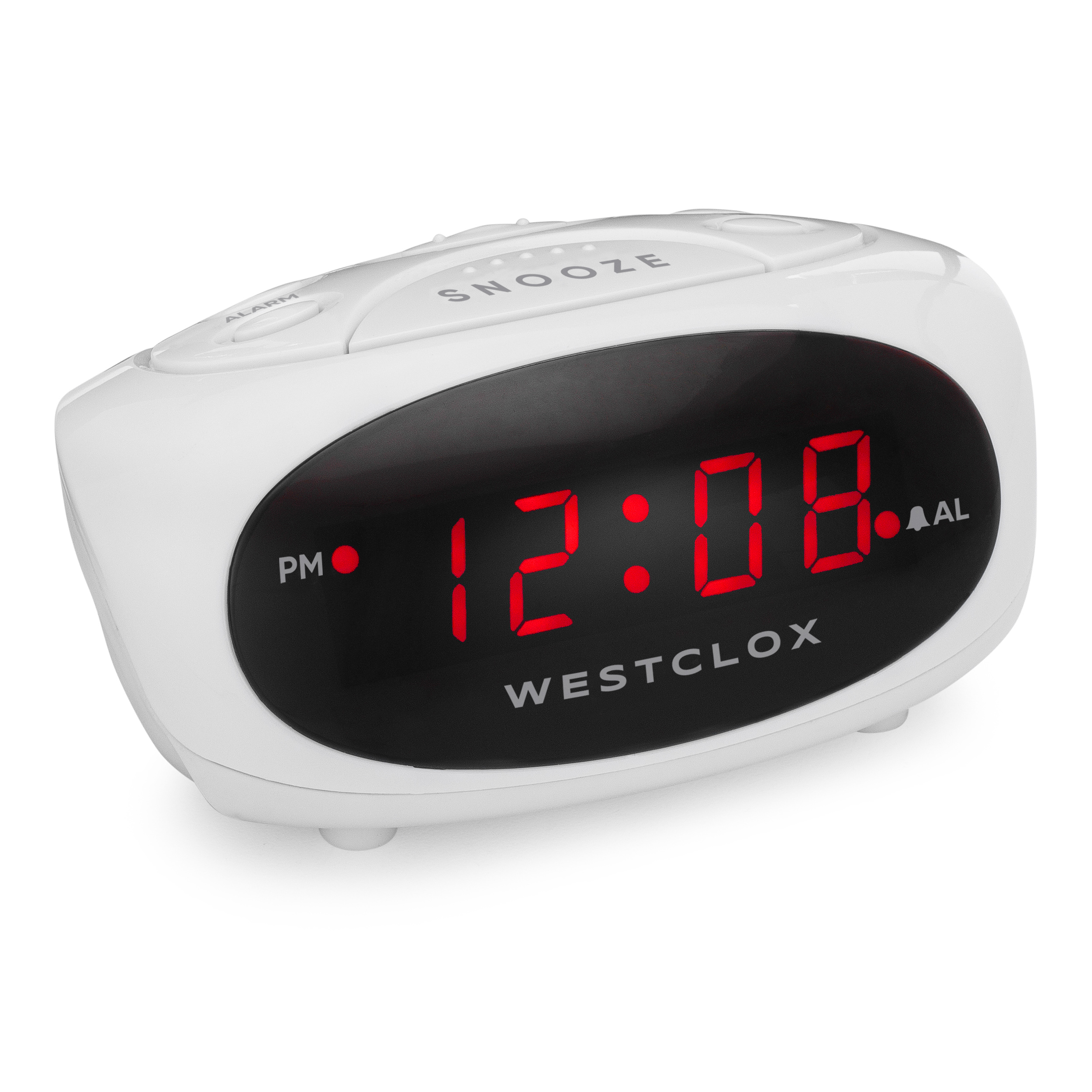 70044B- Westclox White Desk or Night Table Electric Digital Alarm Clock with 0.6