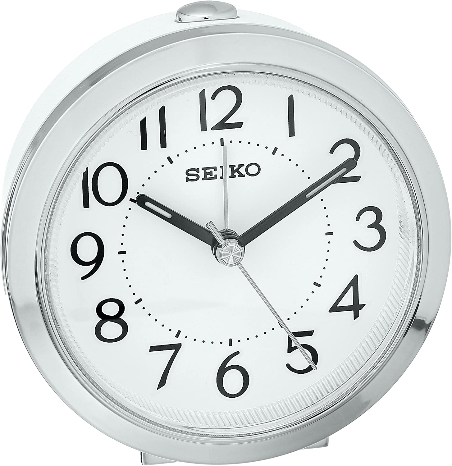 Seiko Illuminated Round Bedside Alarm Clock, Analog, Quartz QHE146SLH