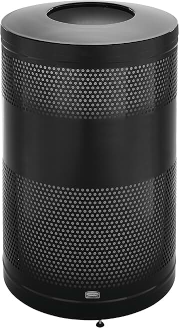 Rubbermaid Commercial Products Classic Trash Can, 51-Gallon, Stainless Steel Black, Hands-Free Indoor/Outdoor Garbage Bin for Mall/Stadium/Office/Lobby/Restaurant