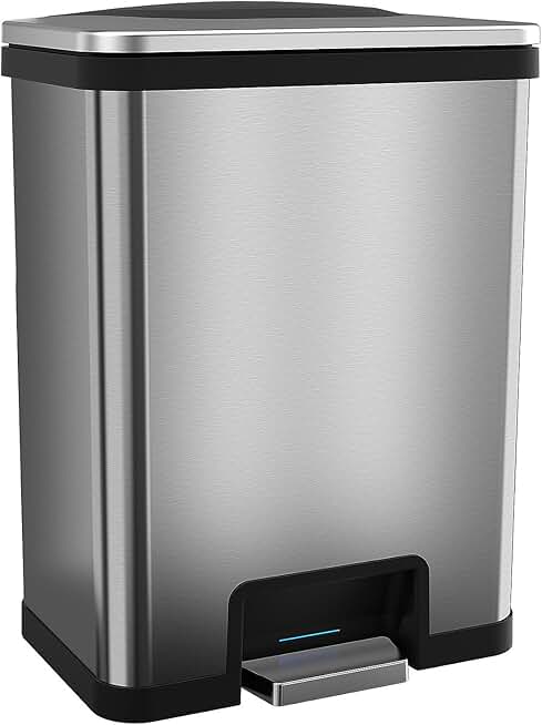 halo, 13 gallon/49 L, Stainless Steel/Black Trim TapCan Automatic Trash Can with Deodorizer