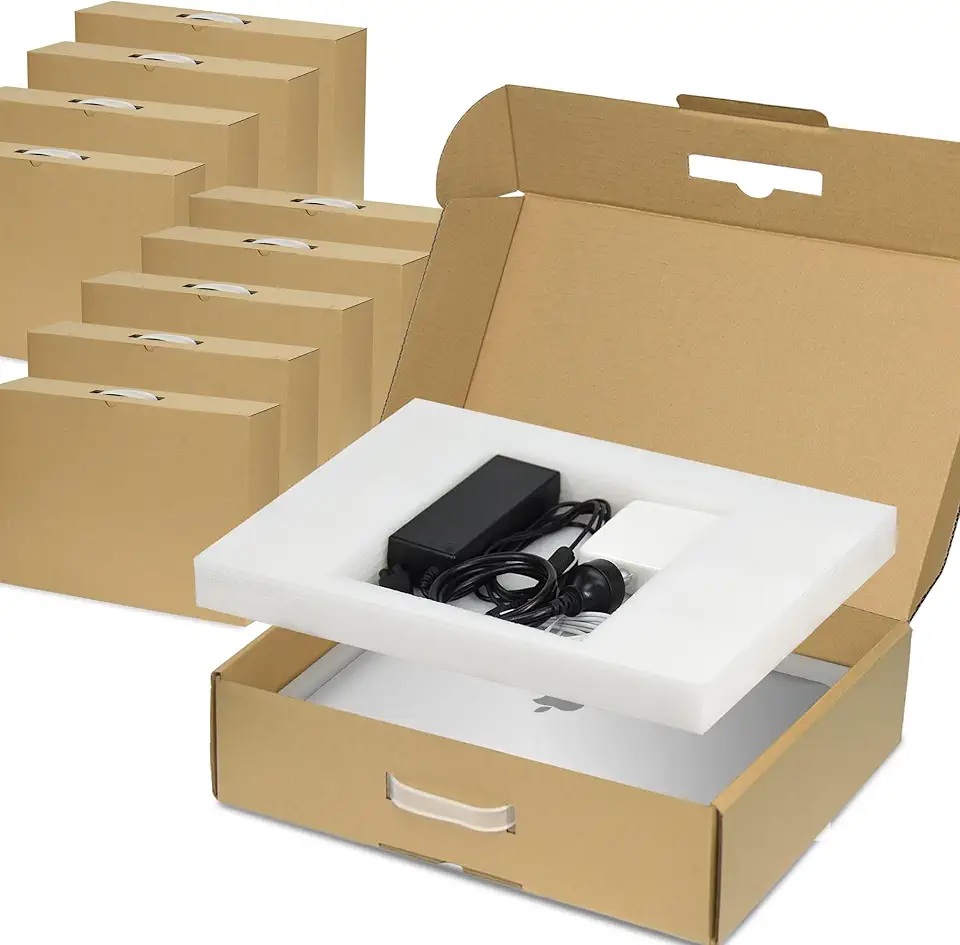 SOUNDANCE 10-Pack Laptop Box with Protection Foam, Handmade Laptop Sleevess, Cardboard Laptop Shipping Box, Secure Mailer Box for up to 17.3 Inches Notebook Computer