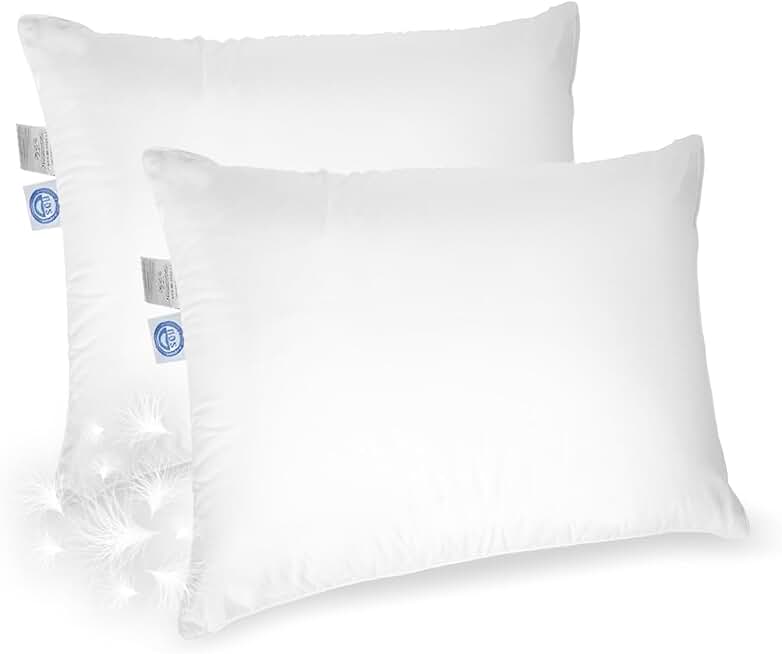 East Coast Bedding Elite Premium Down Sleeping Pillow 600 Fill Power White Down Available in Soft, Medium & Firm 400 Thread Count Cotton Shell Premium Comfort - Made in The U.S.A