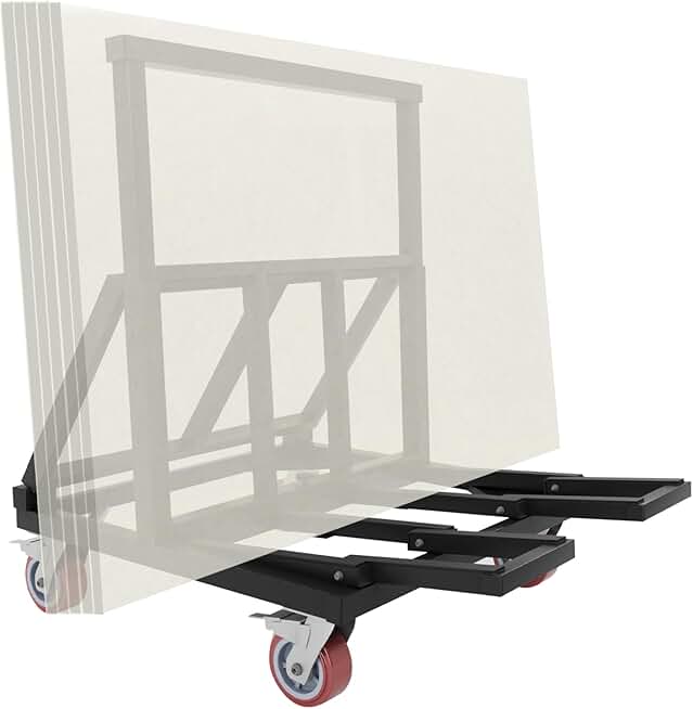 Heavy Duty Drywall Cart 3000 lbs Capacity Folding Panel Dolly Handling Wall Panel, Sheetrock, Lumber, Glass, 4 Swivel Wheels and Expandable Rubber Pad Bracket - Black 2MM Thickness Plate
