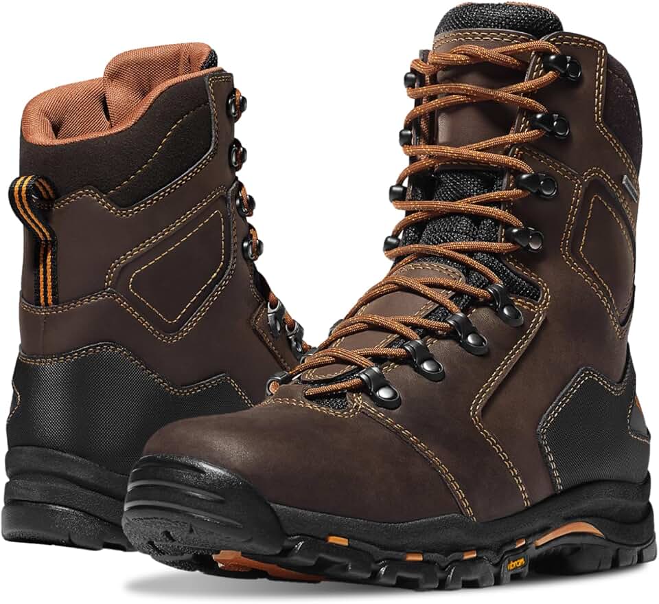 Danner Vicious 8” Composite Toe Work Boots for Men - Full-Grain Leather with Breathable Gore-Tex Lining, Speed Lace System & Non Slip Heeled Outsole