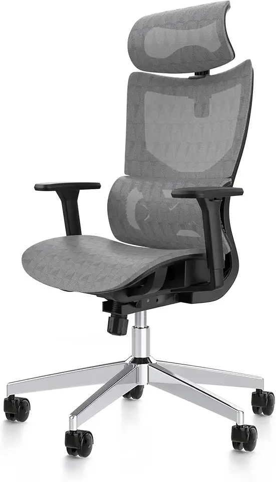 Ergonomic Office Chair with 3D Armrest, Big and Tall Computer Desk Chair with Adjustable Headrest, Seat Depth, Lumbar Support, Home Office Gaming Chair Dark Grey