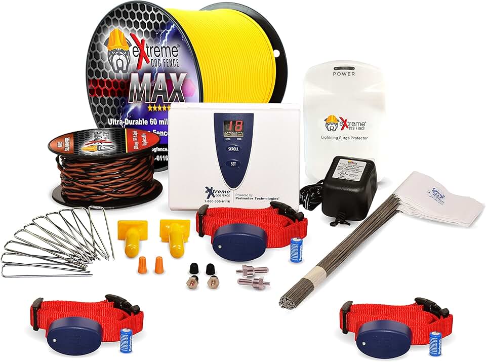 Extreme Dog Fence Max Grade Electric Dog Fence - 3 Dog Kit - 500 Feet of Heavy Duty -Plus Maximum Duty Wire for Ultimate Performance and Reliability