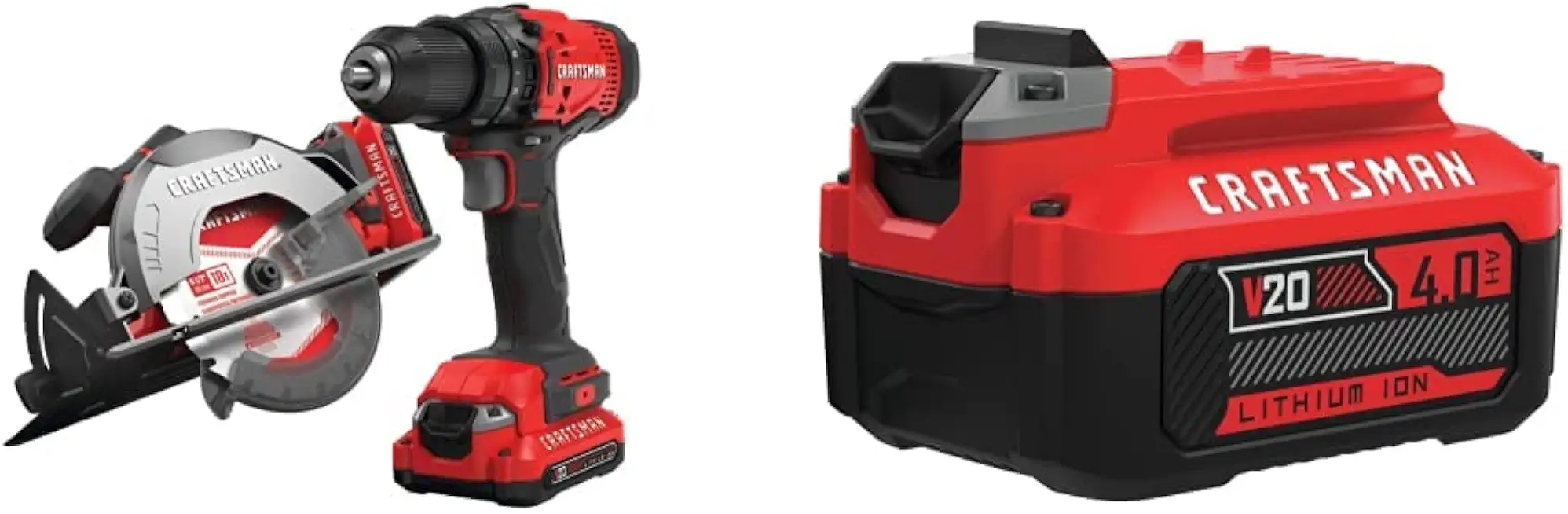 CRAFTSMAN V20 Cordless Combo Kit, 2 Tool w/Lithium Ion Battery, 4Ah (CMCK202C2 & CMCB204)