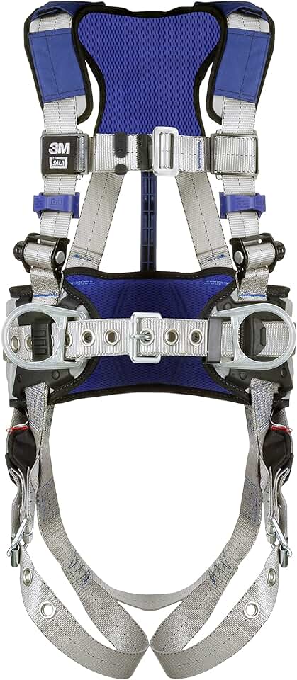 3M DBI-SALA ExoFit X100 Comfort Construction Positioning Safety Harness with Weight Distribution, OSHA, ANSI, 2 D-Ring Connections, Tongue Buckle Leg Buckle, Pass-through Chest Buckle, 1401041, M