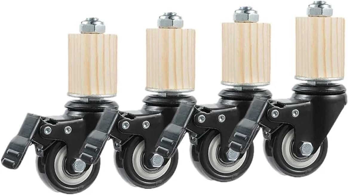 EVURU 4 Inch Caster 30mm Square Tube Stainless Steel Furniture Leg Iron with Brake Universal Wheel 4Pcs, Red