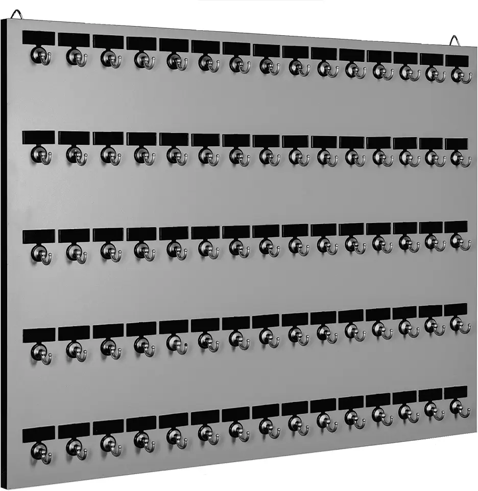 KEY RACK, KEY ORGANIZER, # 75MGN with 75 Bolted Metal Hooks & Nameplate for Dealerships/Realtors/Factories/Offices/Hospitals/Schools/Public Storage (FREE 75 Sets of Tag & Ring), D & M in the USA