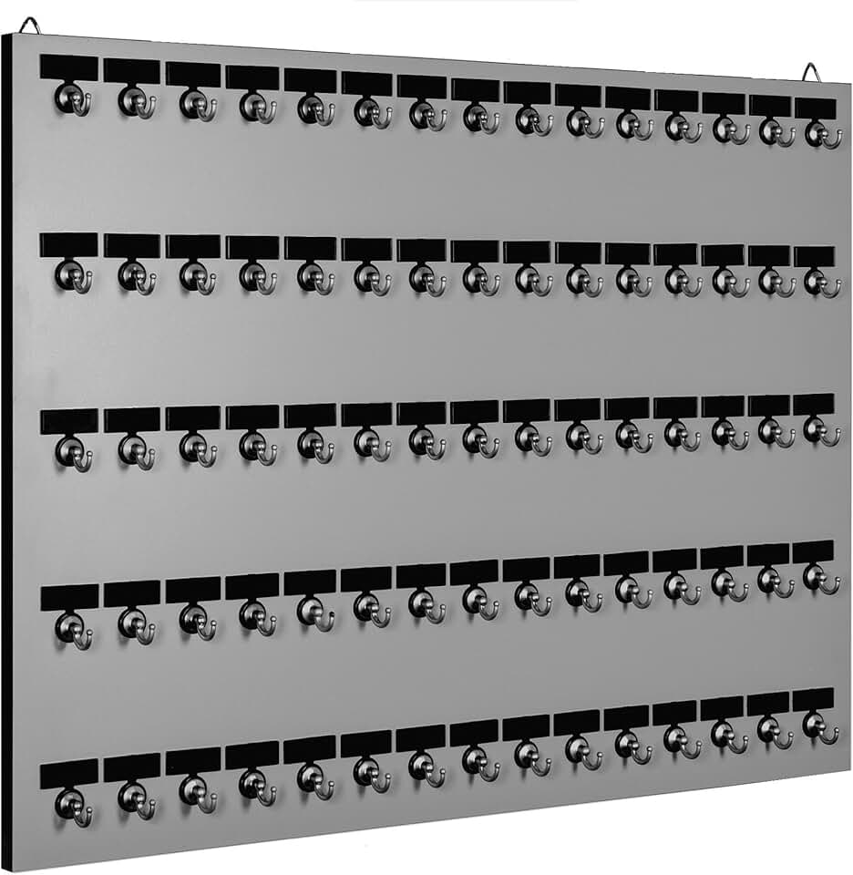 KEY RACK, KEY ORGANIZER, # 75MGN with 75 Bolted Metal Hooks & Nameplate for Dealerships/Realtors/Factories/Offices/Hospitals/Schools/Public Storage (FREE 75 Sets of Tag & Ring), D & M in the USA