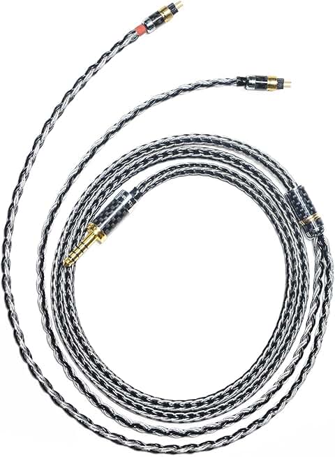 GUCraftsman 0.78mm 2Pin 7N Single Crystal Copper/Silver Mixed Earphone Cable for Audeze iSINE20 LCDi3 LCDi4 64audio a12t/u12 TIA Empire Legend X EVO Odin VISION VE3 VE4 Michelle RE2000Pro (4.4mm Plug)