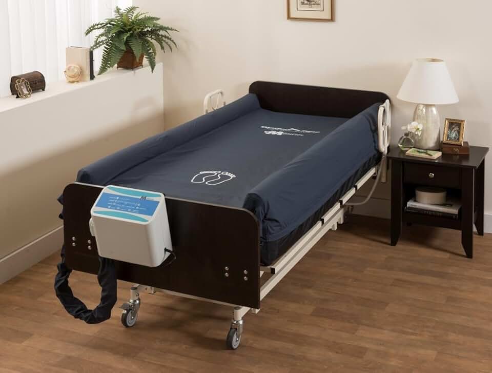 Alternating Pressure Mattress for Hospital Beds with Pump and Built in Guard Rails - Low Air Loss, Quilted Nylon Cover - 80