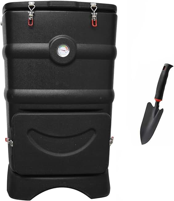 SQUEEZE master Thermal Compost Bin-Large Compost Bin Outdoor-110L /29 Gallon-Insulation Material-Accelerated Composting-Huge Opening-Bottom Liquid Collection-extra shovel