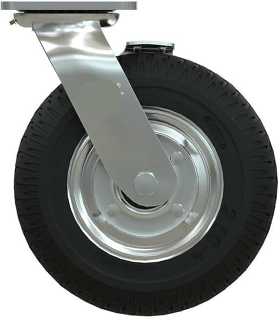 Heavy 8-inch Inflatable Rubber Caster with Brake Entrance Cart Luggage Trolley Wheel Universal 1Pcs