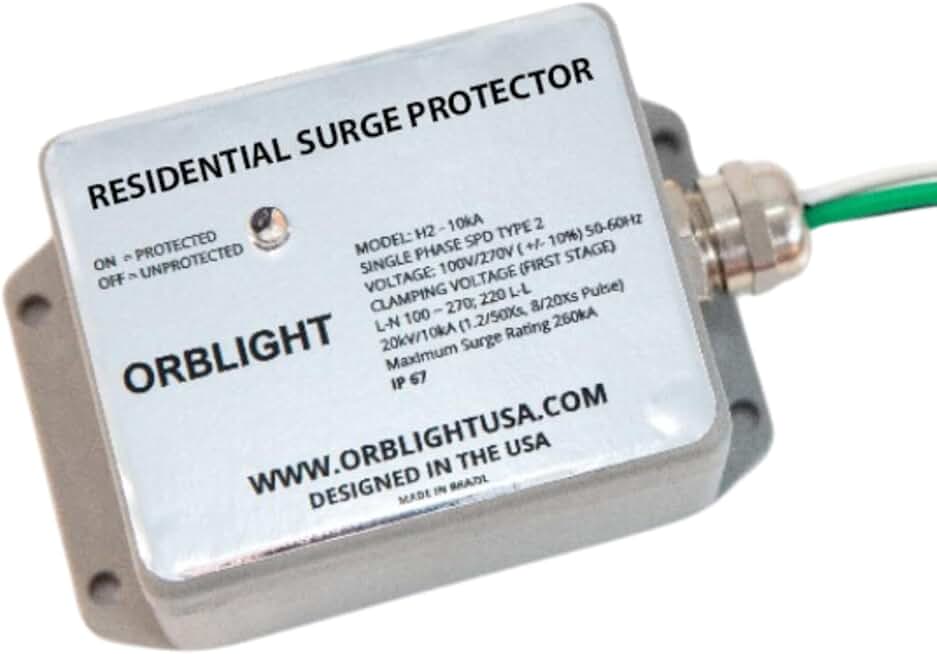 ORBLIGHT Whole House Residential Surge Protector Device Lightning Shield Home and Solar Flare Protection 1-Phase, 3-Wire, 260kA