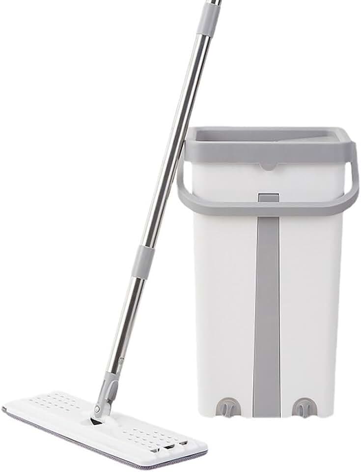 Flat mop Bucket Set, no Need to wash by Hand, Flat mop, Scraper, and Music mop, Dry and Wet Dual-Purpose
